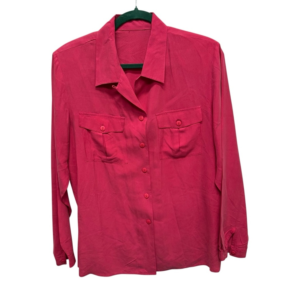 Anna & Frank women’s pink silk blouse button up medium